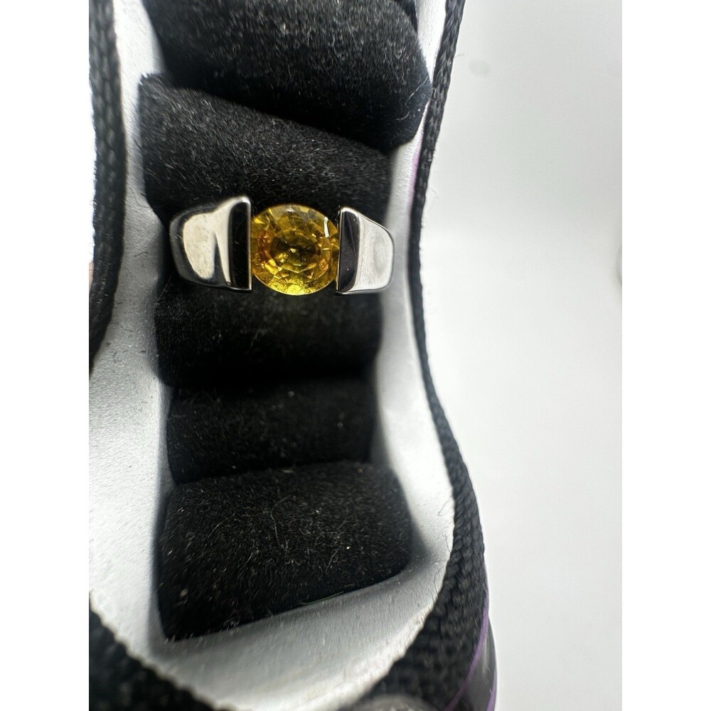 Titanium 1.15ct Heat Treated Natural Ceylon Yellow Sapphire Tension Set Sz 7.5